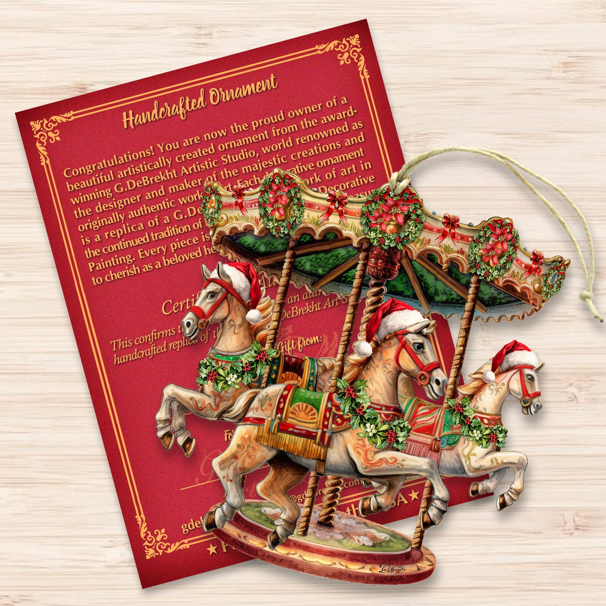 Christmas Carousel Wooden Ornaments by G. Debrekht Christmas Decor - 8611030-4