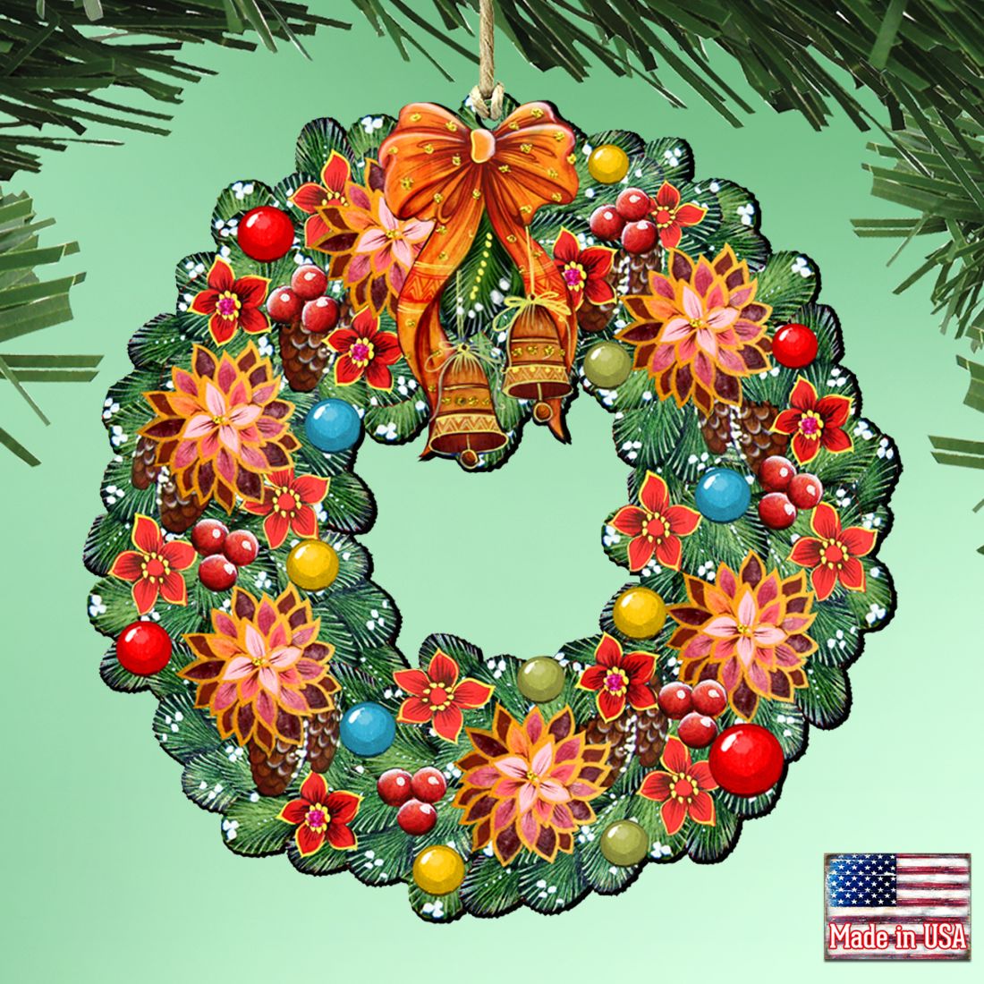 Christmas Wreath Wooden Ornaments by G. DeBrekht - Christmas Decor - 8185307-1
