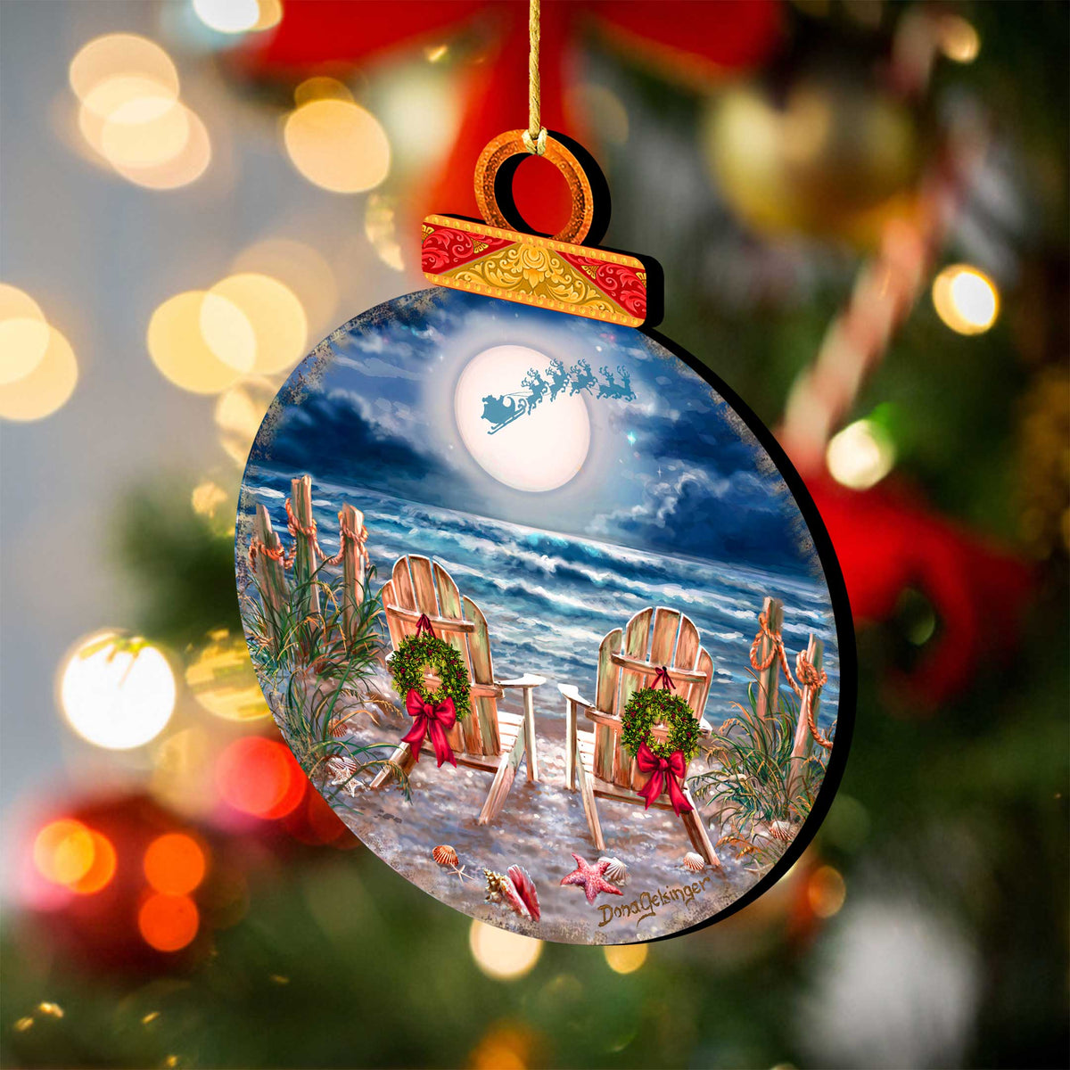 Moonlight Christmas Holiday Wooden Ornaments by D. Gelsinger - Christmas Decor - 8652817-DG-1