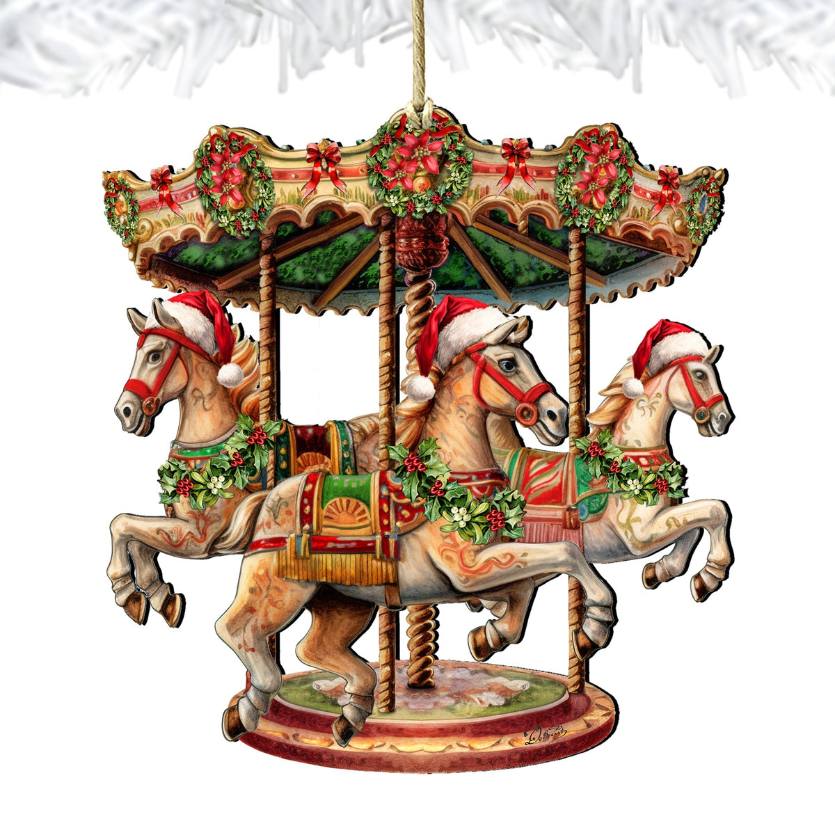 Christmas Carousel Wooden Ornaments by G. Debrekht Christmas Decor - 8611030-3