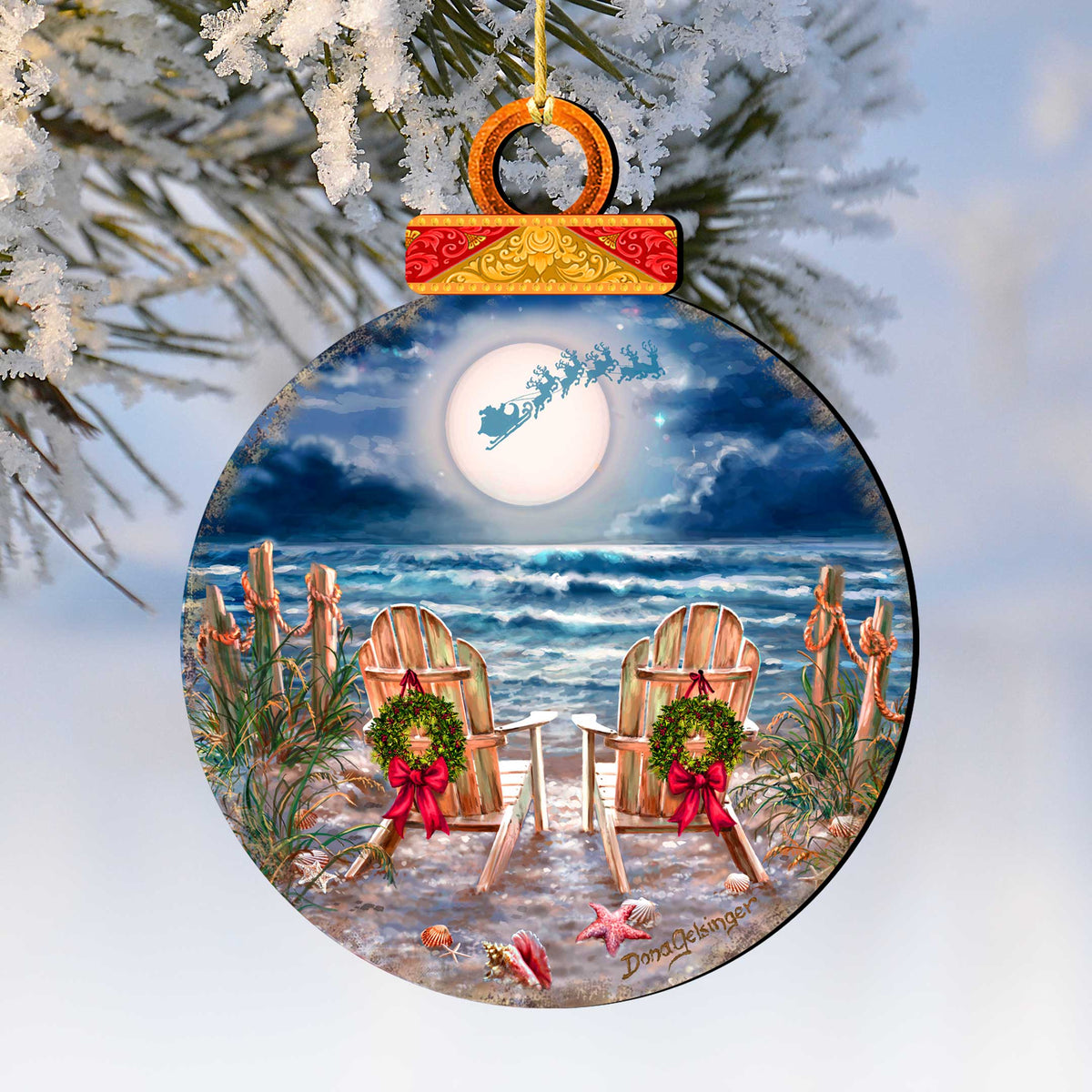 Moonlight Christmas Holiday Wooden Ornaments by D. Gelsinger - Christmas Decor - 8652817-DG-0