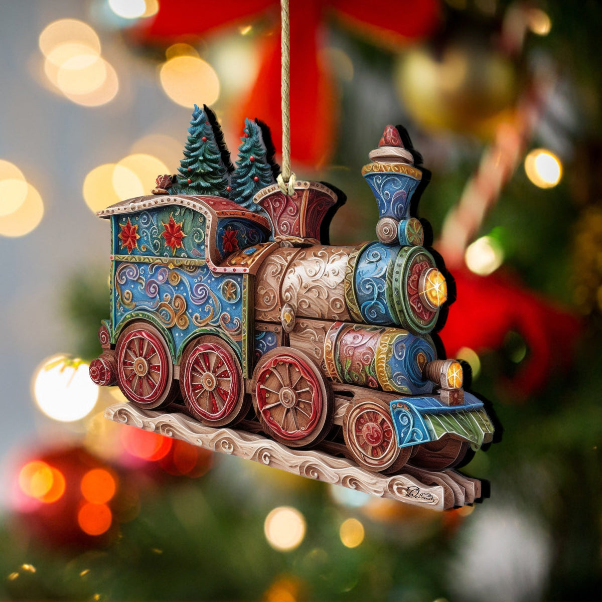 Christmas Train Wooden Ornaments by G. Debrekht - Christmas Decor - 8100198-2-2