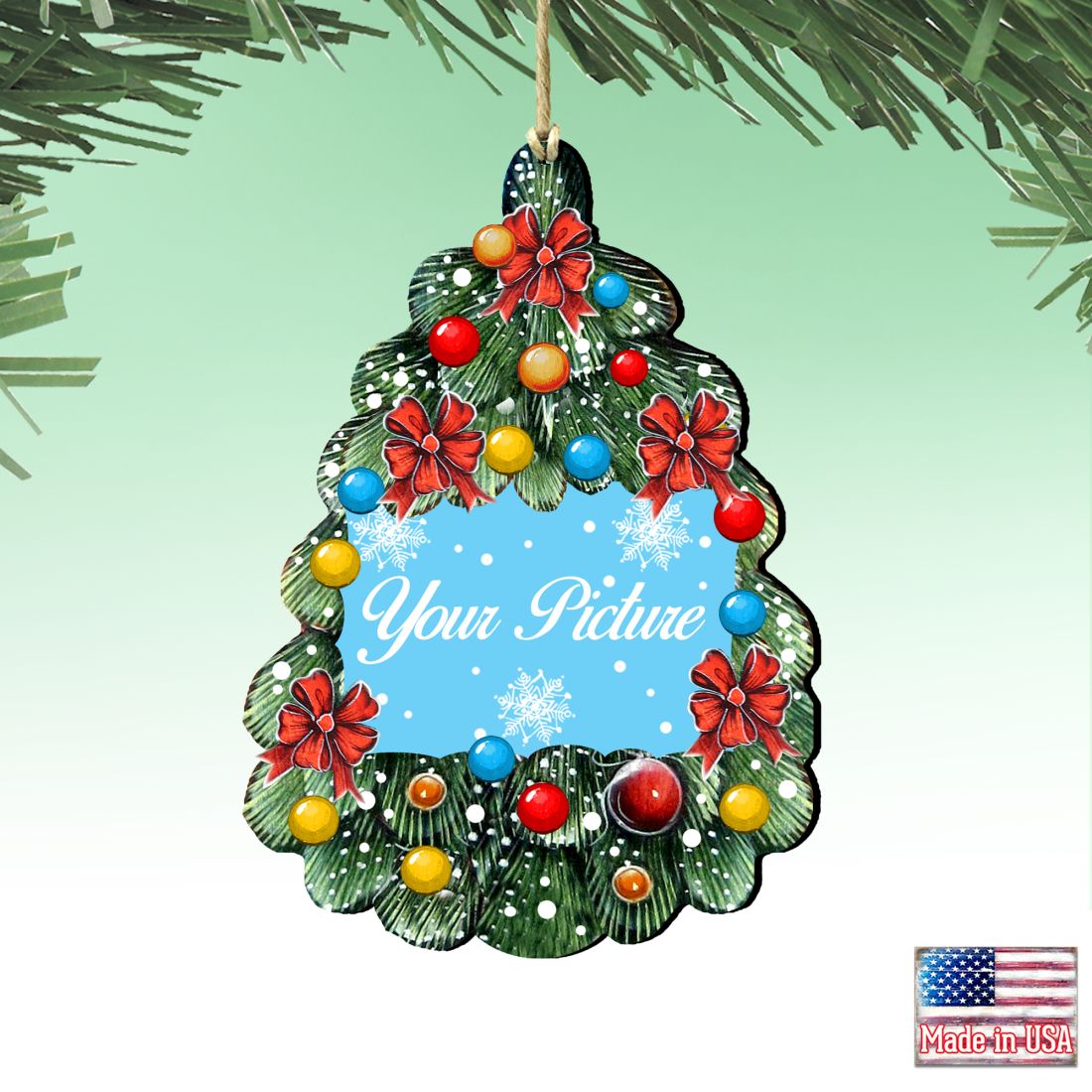 Christmas Tree Oval Picture Frame Ornaments - Ornament for Photo - Christmas Decor - 8119186PF-2