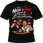 Tricou Negru „Nașu’ și Finu’ – Cu Paharul de Vin” | UnicatArt