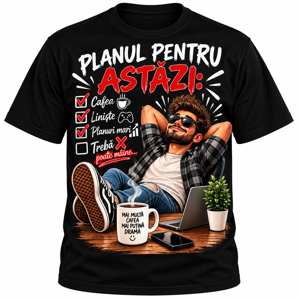 Tricou Alb „Planul pentru Astăzi”