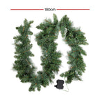 Jingle Jollys 1.8m Christmas Garland with LED lights Party Xmas Decorations-1