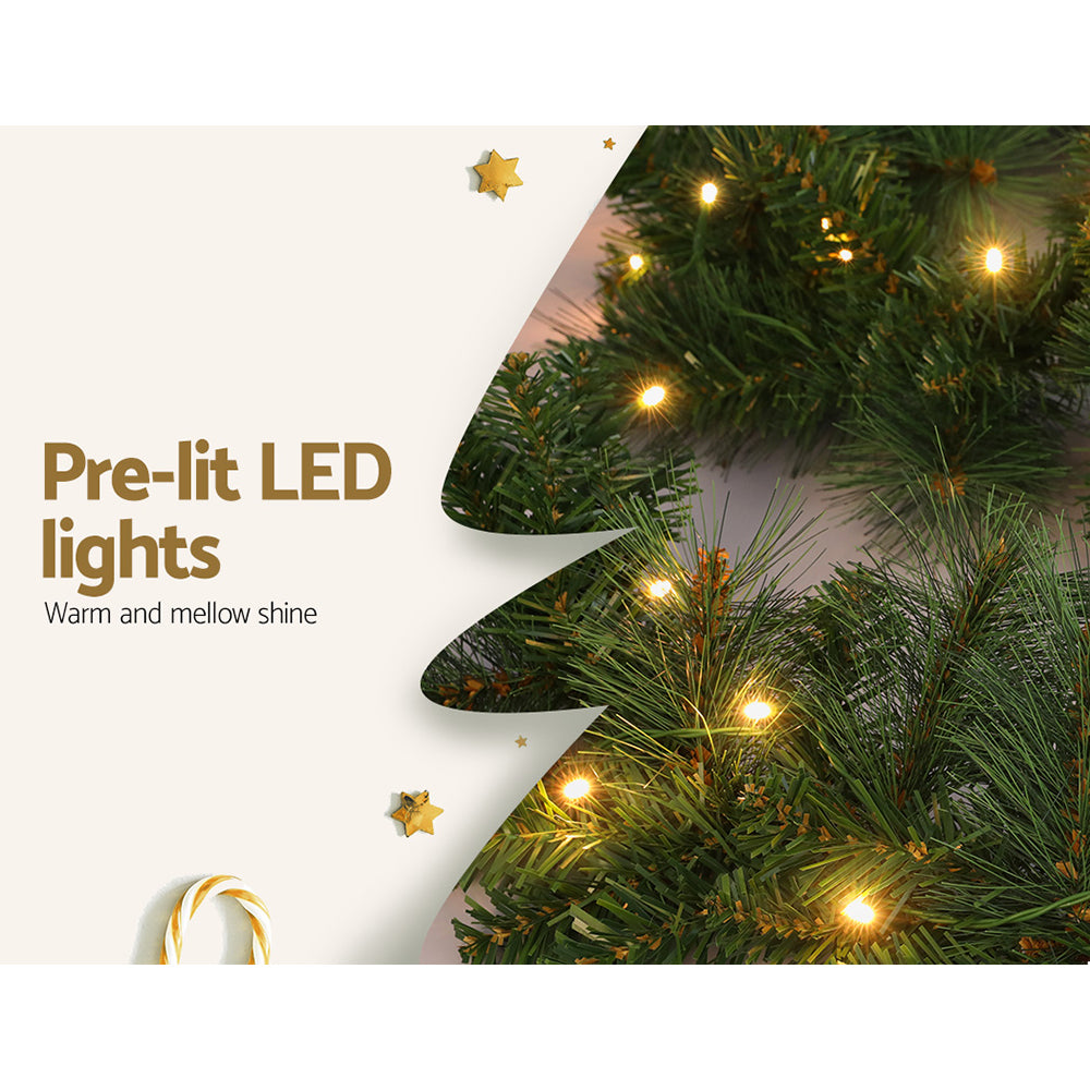 Jingle Jollys 1.8m Christmas Garland with LED lights Party Xmas Decorations-3