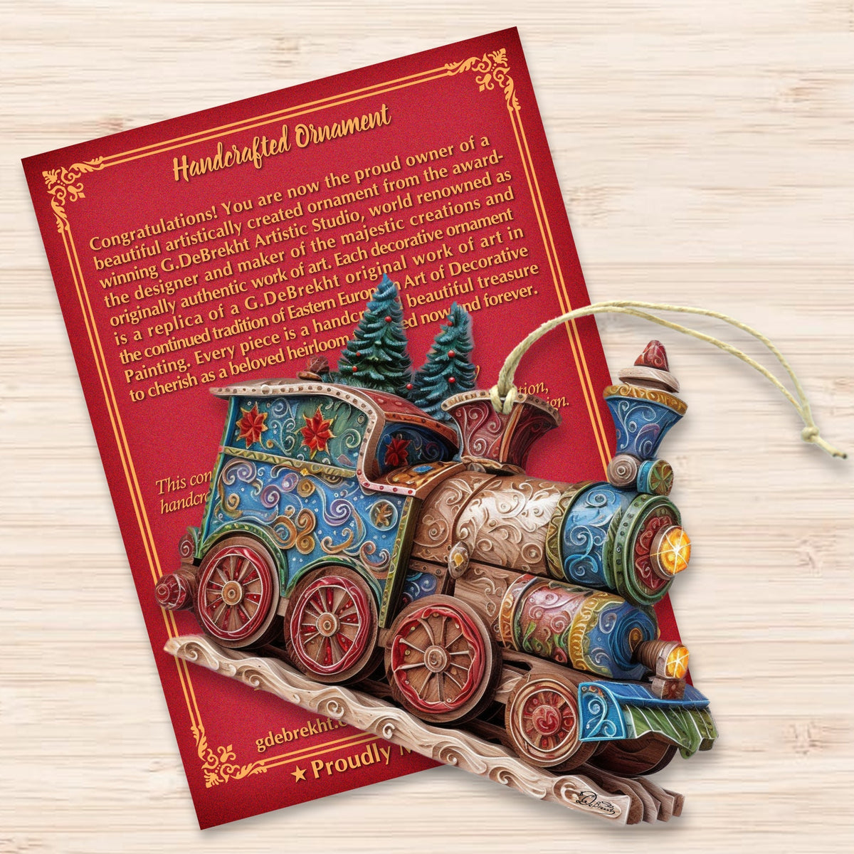 Christmas Train Wooden Ornaments by G. Debrekht - Christmas Decor - 8100198-2-1